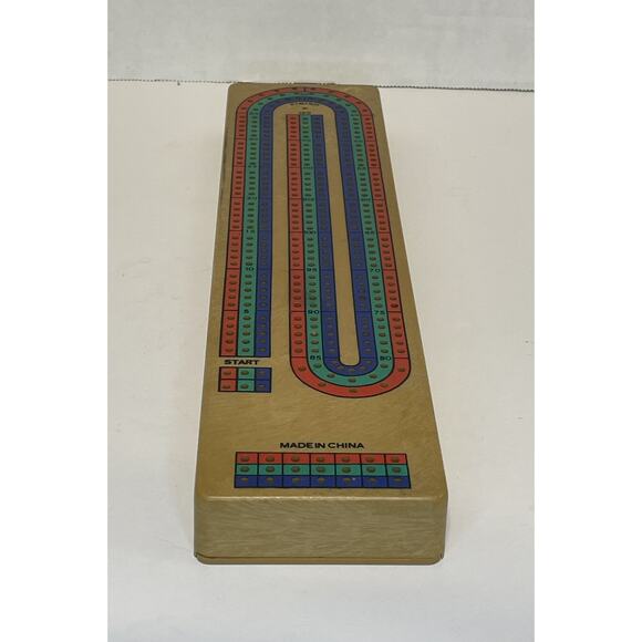 Vintage Plastic Cribbage Board Game Set w Pegs & Storage Case - Picture 4 of 8